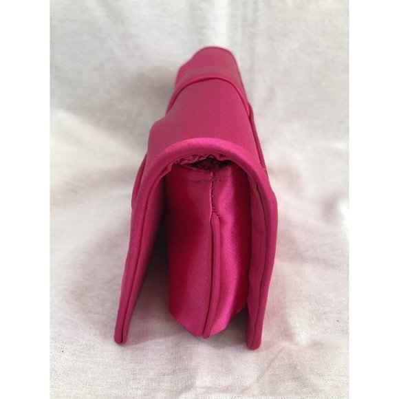 NWOT La Regale Bag Clutch Pink Pleated Flap Closure Magnetic Snap Satin Lined - Picture 4 of 12